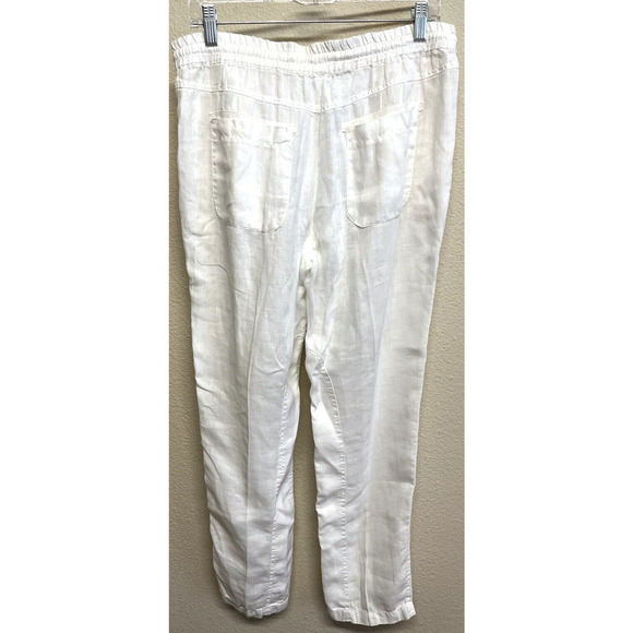 Three Dots 100% Linen Pants Size L Elastic Waist with Drawcord - Picture 4 of 11